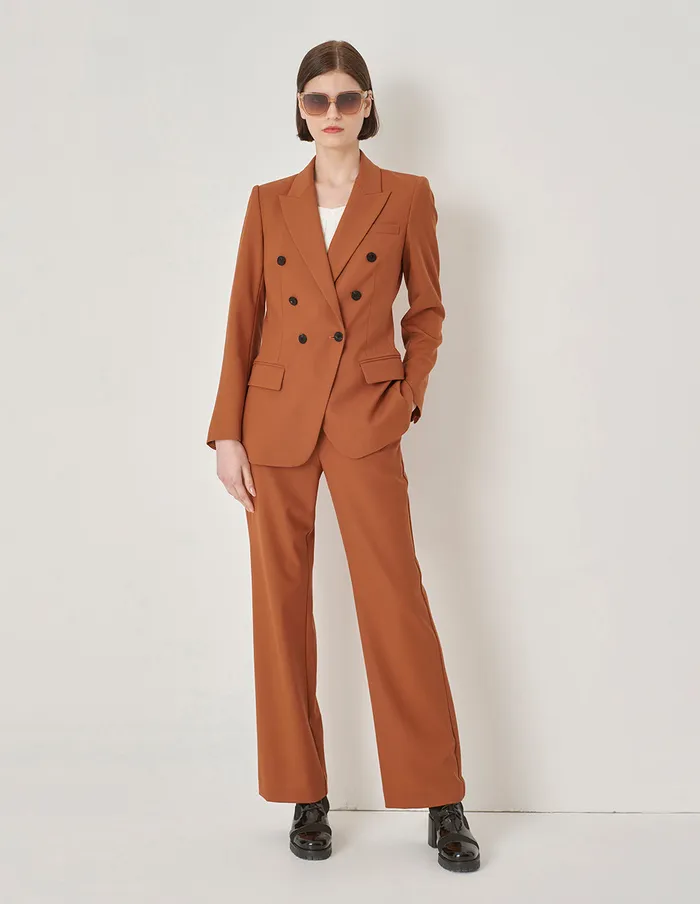 MARYLING Blazers Maple Leaf Tangerine Double Breasted Contrast Button Blazer Orange 8211 Women MARYLING Blazers Maple Leaf Tangerine Double Breasted Contrast Button Blazer Orange 8211 Women
