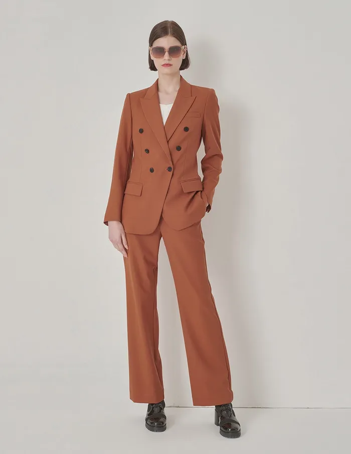 MARYLING Blazers Maple Leaf Tangerine Double Breasted Contrast Button Blazer Orange 8211 Women