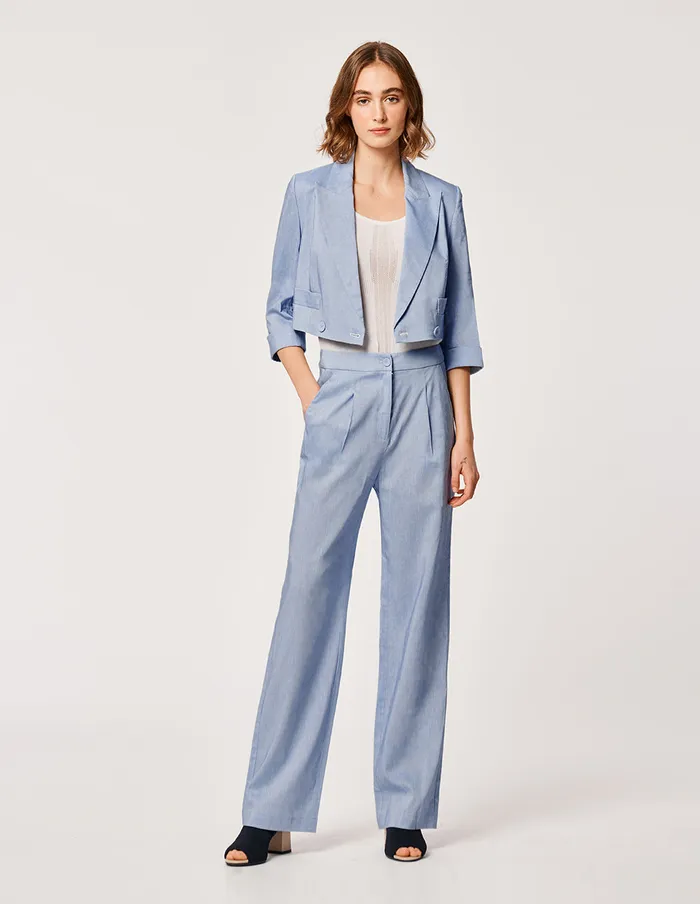 MARYLING Blazers SKY BLUE LINEN BLENDED BLAZER Sky Blue 8211 Women MARYLING Blazers SKY BLUE LINEN BLENDED BLAZER Sky Blue 8211 Women