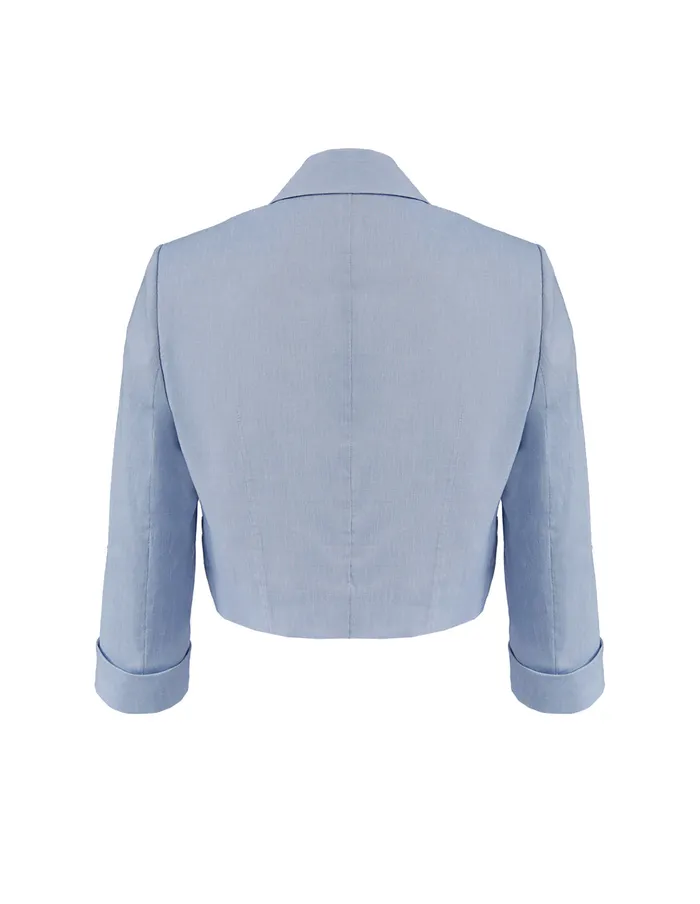MARYLING Blazers SKY BLUE LINEN BLENDED BLAZER Sky Blue 8211 Women MARYLING Blazers SKY BLUE LINEN BLENDED BLAZER Sky Blue 8211 Women