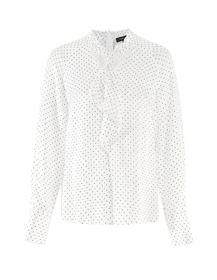 MARYLING Blouse Mid Front Ruffle Trimwhite Polka Dot Shirt Mix 8211 Women MARYLING Blouse Mid Front Ruffle Trimwhite Polka Dot Shirt Mix 8211 Women