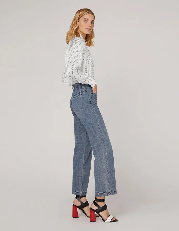 MARYLING Blouse Mid Front Ruffle Trimwhite Polka Dot Shirt Mix 8211 Women MARYLING Blouse Mid Front Ruffle Trimwhite Polka Dot Shirt Mix 8211 Women