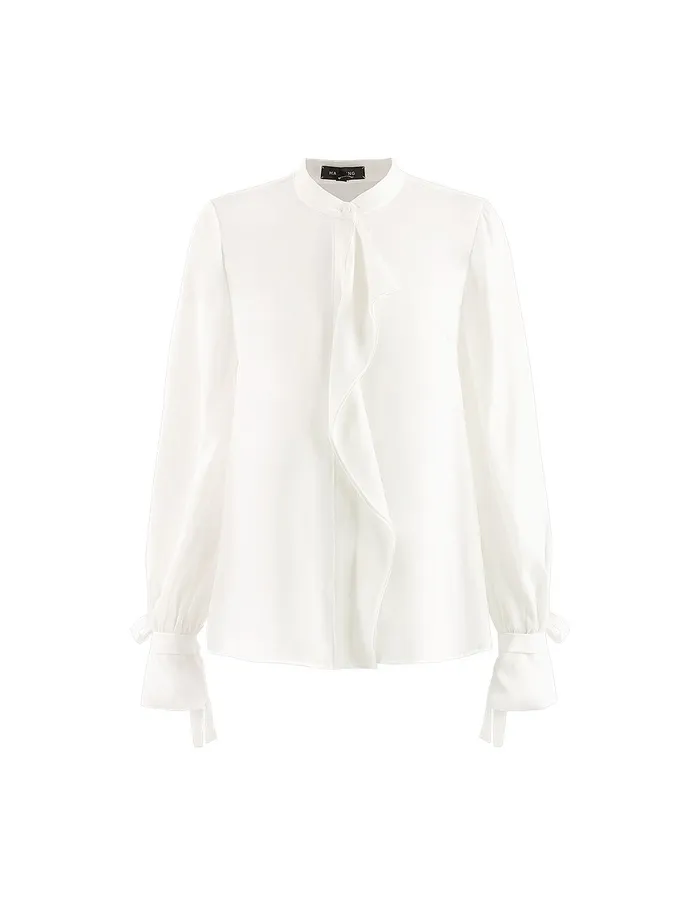 MARYLING Blouse StandUp Collar Ruffle Tie Cuff Blouse White 8211 Women MARYLING Blouse StandUp Collar Ruffle Tie Cuff Blouse White 8211 Women