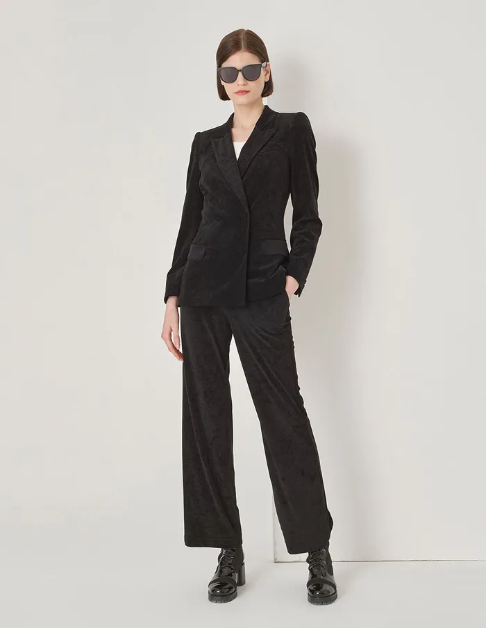MARYLING Jacket and Coat Black DoubleBreasted Suit With Lapel Collar Black 8211 Women MARYLING Jacket and Coat Black DoubleBreasted Suit With Lapel Collar Black 8211 Women