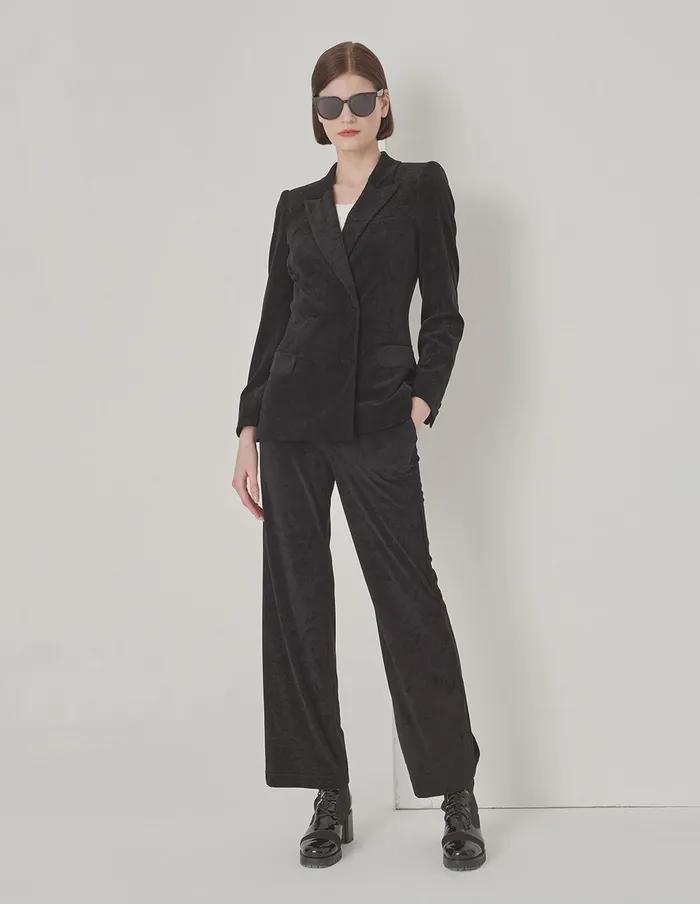 MARYLING Jacket and Coat Black DoubleBreasted Suit With Lapel Collar Black 8211 Women MARYLING Jacket and Coat Black DoubleBreasted Suit With Lapel Collar Black 8211 Women