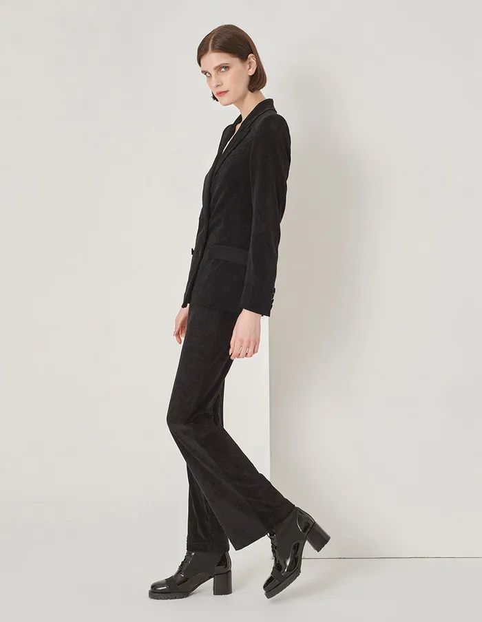 MARYLING Jacket and Coat Black DoubleBreasted Suit With Lapel Collar Black 8211 Women MARYLING Jacket and Coat Black DoubleBreasted Suit With Lapel Collar Black 8211 Women