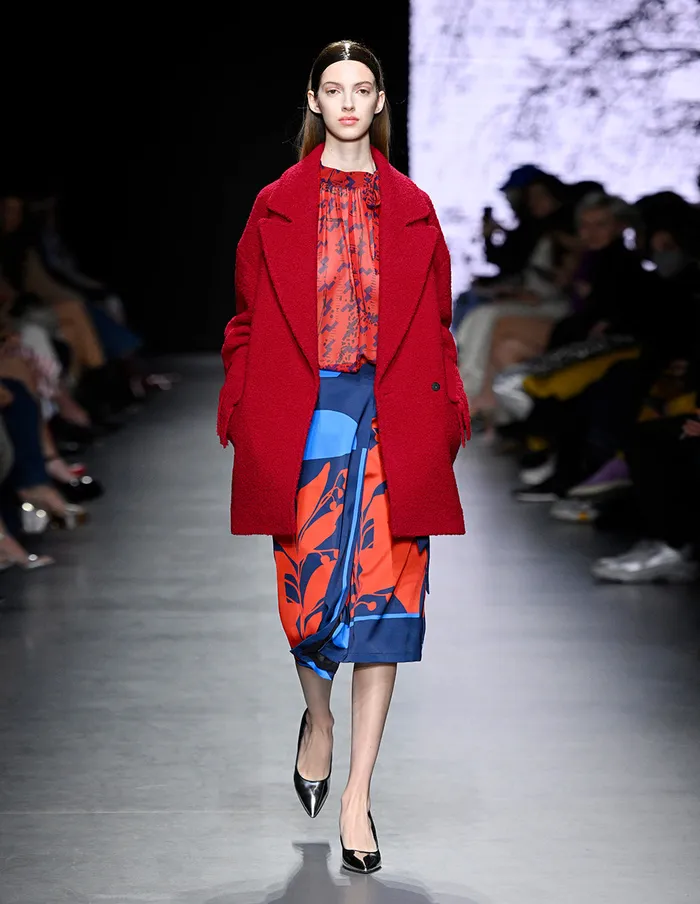 MARYLING Jacket and Coat Crimson Fringed Doublebreasted Loose Coat Red 8211 Women MARYLING Jacket and Coat Crimson Fringed Doublebreasted Loose Coat Red 8211 Women