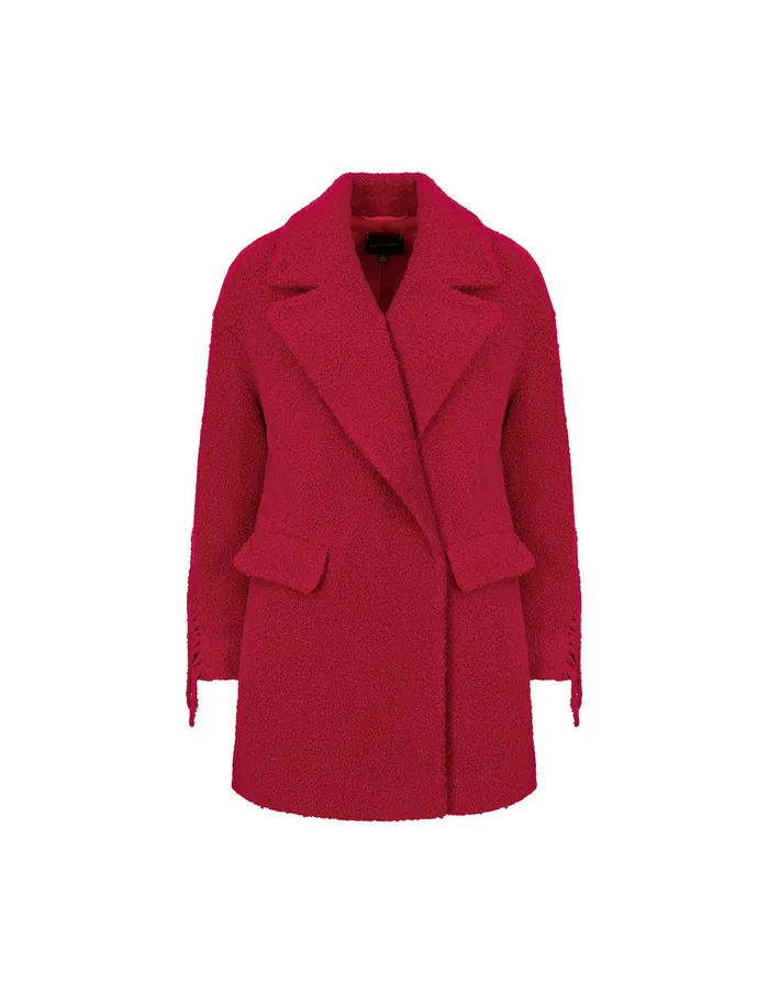 MARYLING Jacket and Coat Crimson Fringed Doublebreasted Loose Coat Red 8211 Women MARYLING Jacket and Coat Crimson Fringed Doublebreasted Loose Coat Red 8211 Women