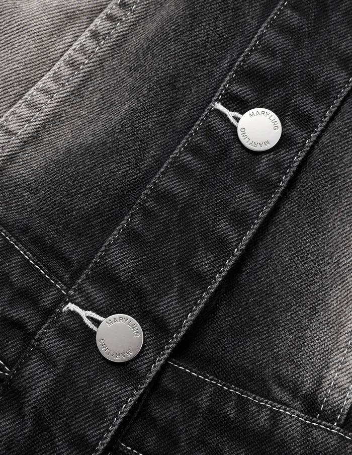 MARYLING Jacket and Coat Cutout Waist Denim Jacket Black 8211 Women MARYLING Jacket and Coat Cutout Waist Denim Jacket Black 8211 Women
