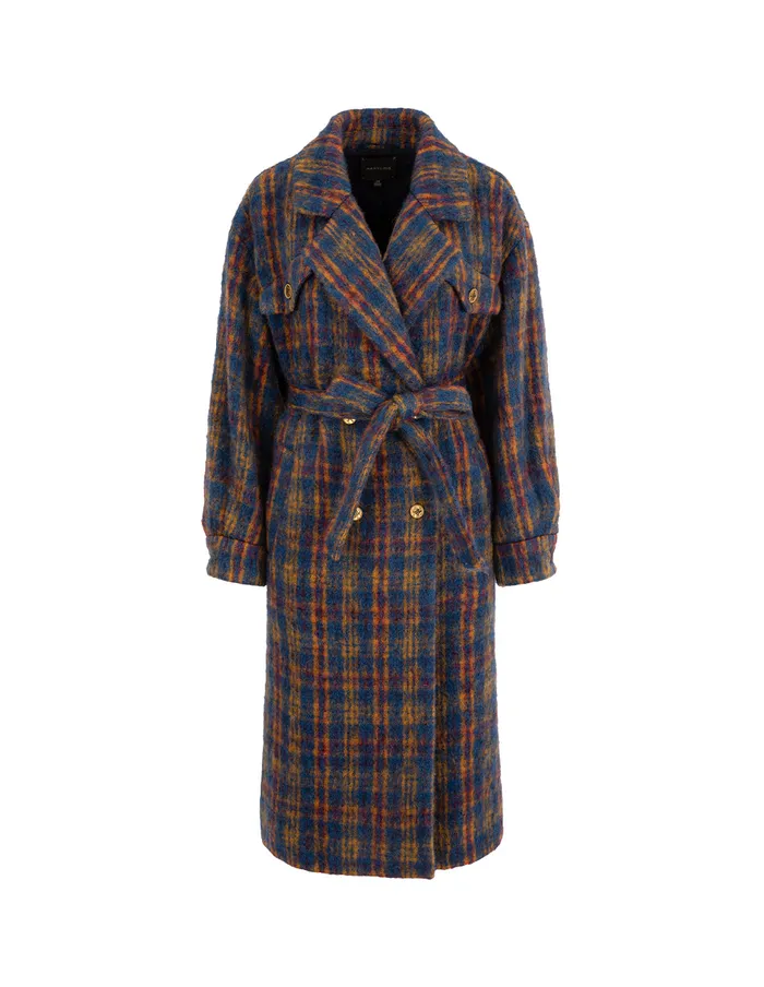 MARYLING Jacket and Coat Lapel DoubleBreasted Red and Blue Plaid HShaped Coat Checkes 8211 Women MARYLING Jacket and Coat Lapel DoubleBreasted Red and Blue Plaid HShaped Coat Checkes 8211 Women