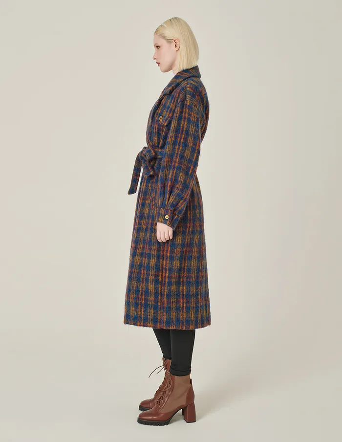 MARYLING Jacket and Coat Lapel DoubleBreasted Red and Blue Plaid HShaped Coat Checkes 8211 Women MARYLING Jacket and Coat Lapel DoubleBreasted Red and Blue Plaid HShaped Coat Checkes 8211 Women