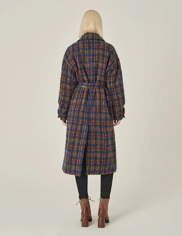 MARYLING Jacket and Coat Lapel DoubleBreasted Red and Blue Plaid HShaped Coat Checkes 8211 Women MARYLING Jacket and Coat Lapel DoubleBreasted Red and Blue Plaid HShaped Coat Checkes 8211 Women