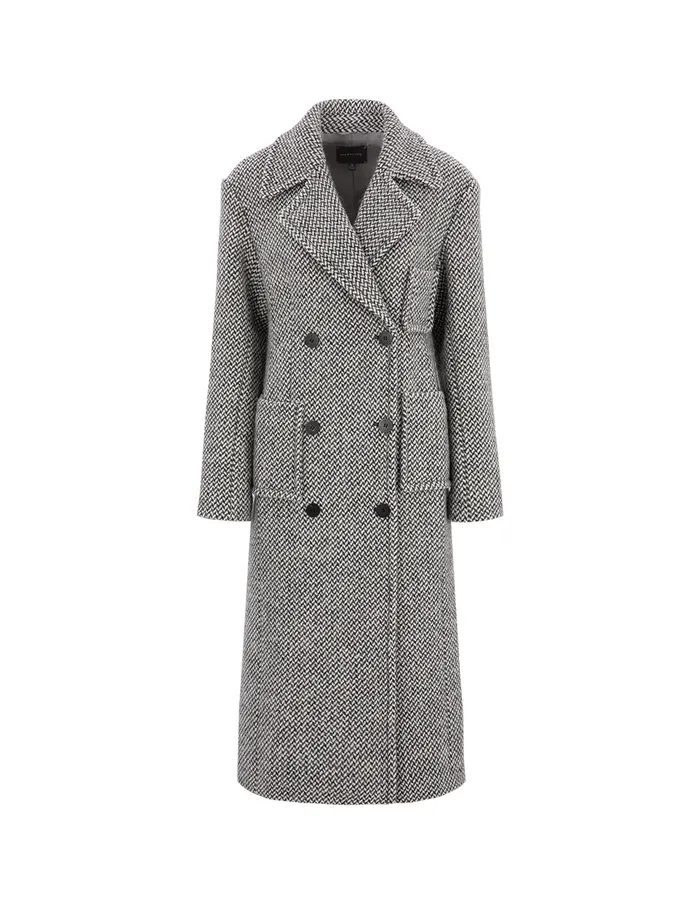 MARYLING Jacket and Coat Long DoubleBreasted Wool Coat With Wide Shoulders Black 8211 Women MARYLING Jacket and Coat Long DoubleBreasted Wool Coat With Wide Shoulders Black 8211 Women