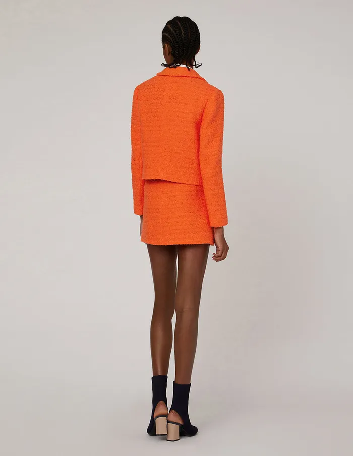 MARYLING Jacket and Coat NOTCH LAPEL PATCH POCKET TWEED CROP JACKET Orange 8211 Women MARYLING Jacket and Coat NOTCH LAPEL PATCH POCKET TWEED CROP JACKET Orange 8211 Women