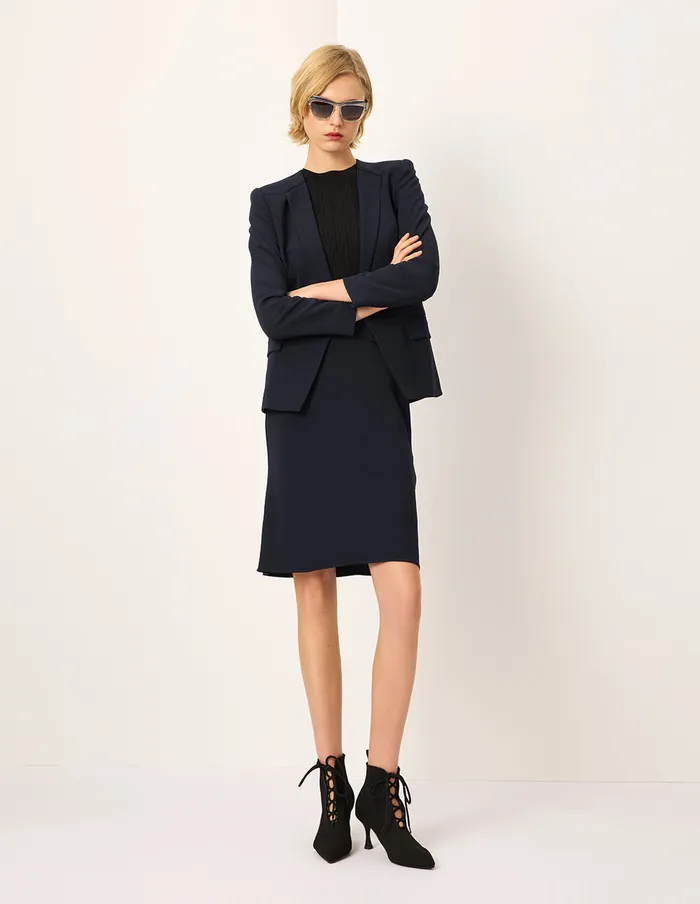 MARYLING Jacket and Coat Peaked Lapel LongSleeve SingleBreasted Blazer Darkblue 8211 Women MARYLING Jacket and Coat Peaked Lapel LongSleeve SingleBreasted Blazer Darkblue 8211 Women