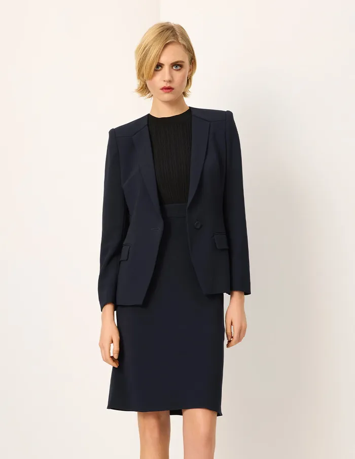MARYLING Jacket and Coat Peaked Lapel LongSleeve SingleBreasted Blazer Darkblue 8211 Women MARYLING Jacket and Coat Peaked Lapel LongSleeve SingleBreasted Blazer Darkblue 8211 Women
