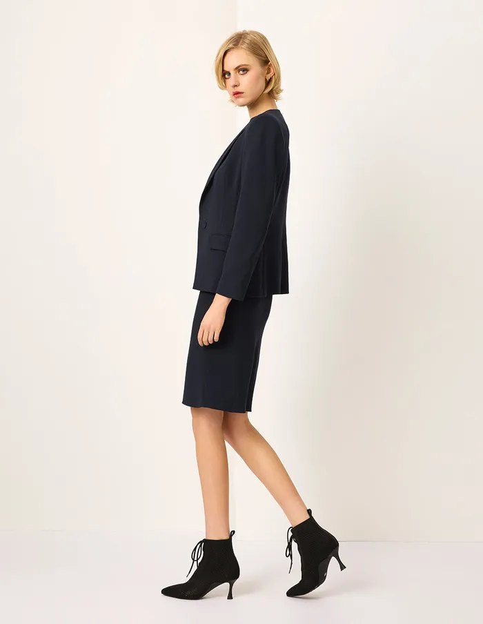 MARYLING Jacket and Coat Peaked Lapel LongSleeve SingleBreasted Blazer Darkblue 8211 Women MARYLING Jacket and Coat Peaked Lapel LongSleeve SingleBreasted Blazer Darkblue 8211 Women