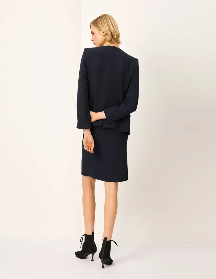MARYLING Jacket and Coat Peaked Lapel LongSleeve SingleBreasted Blazer Darkblue 8211 Women MARYLING Jacket and Coat Peaked Lapel LongSleeve SingleBreasted Blazer Darkblue 8211 Women