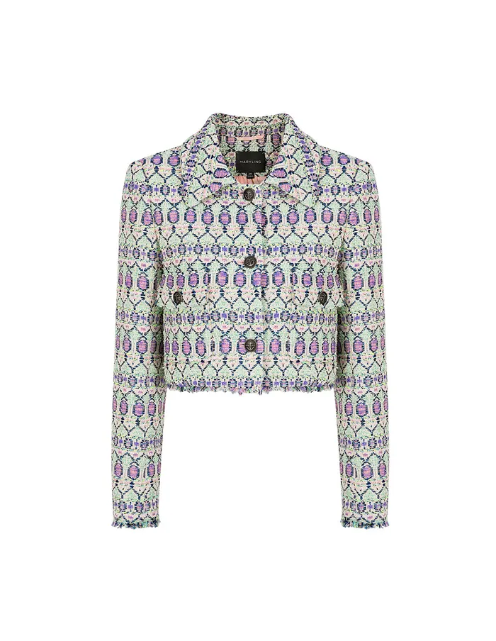 MARYLING Jacket and Coat Tweed Fringed Short Blazer Purple 8211 Women