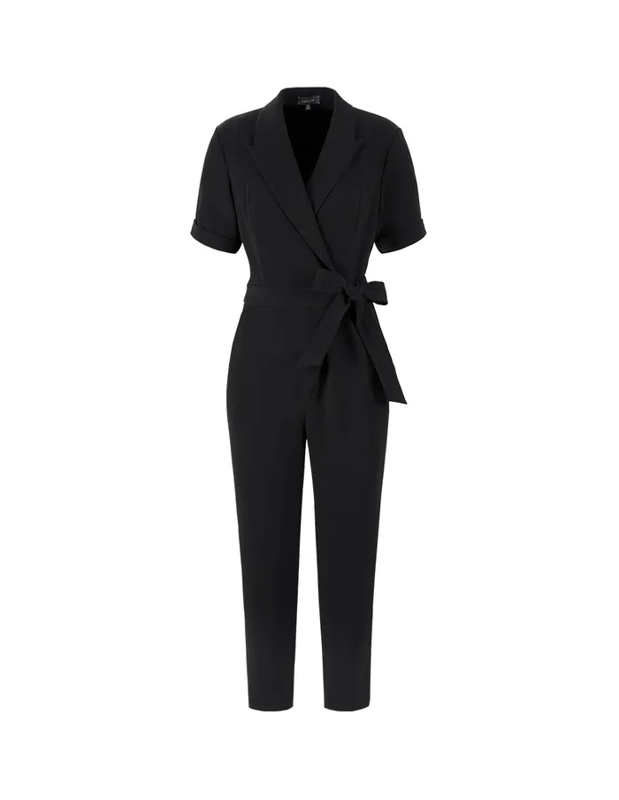 MARYLING Jumpsuits Black ShortSleeved SuitStyle Strap Jumpsuit Black 8211 Women MARYLING Jumpsuits Black ShortSleeved SuitStyle Strap Jumpsuit Black 8211 Women