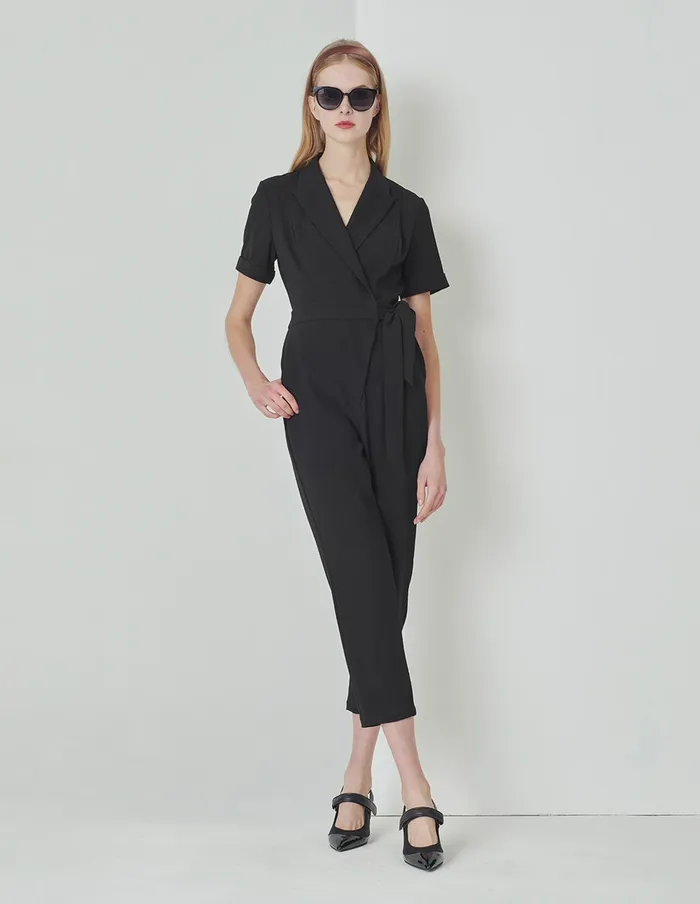 MARYLING Jumpsuits Black ShortSleeved SuitStyle Strap Jumpsuit Black 8211 Women MARYLING Jumpsuits Black ShortSleeved SuitStyle Strap Jumpsuit Black 8211 Women