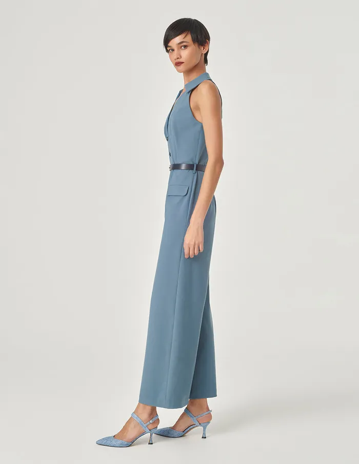 MARYLING Jumpsuits Lapel OffTheShoulder Jumpsuit Blue Haze 8211 Women MARYLING Jumpsuits Lapel OffTheShoulder Jumpsuit Blue Haze 8211 Women