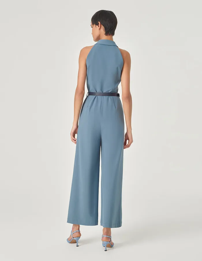 MARYLING Jumpsuits Lapel OffTheShoulder Jumpsuit Blue Haze 8211 Women MARYLING Jumpsuits Lapel OffTheShoulder Jumpsuit Blue Haze 8211 Women