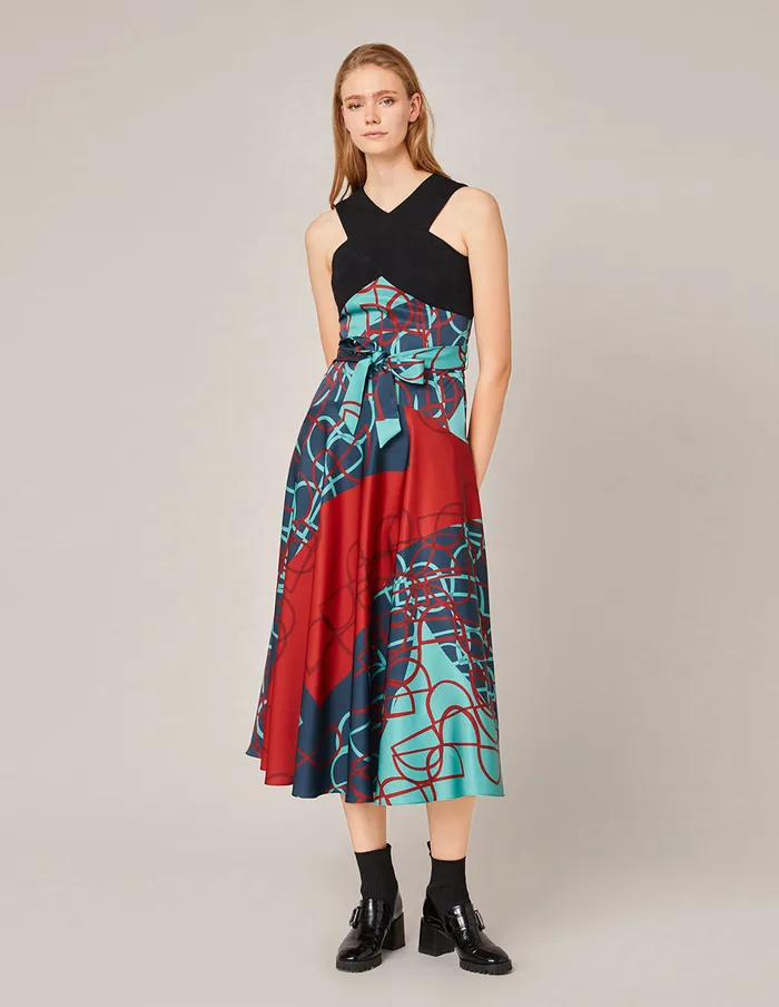 MARYLING Knit Dress VNECK KNIT SPLICED ARTISTIC PRINT MAXI DRESS Turquoise 8211 Women MARYLING Knit Dress VNECK KNIT SPLICED ARTISTIC PRINT MAXI DRESS Turquoise 8211 Women