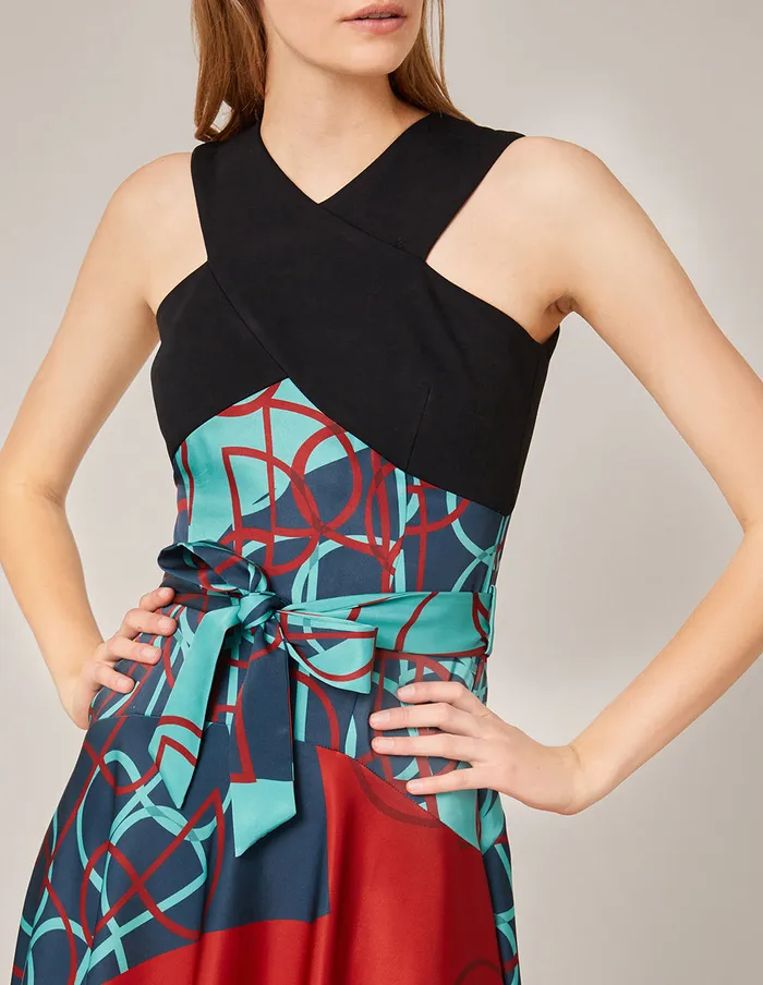 MARYLING Knit Dress VNECK KNIT SPLICED ARTISTIC PRINT MAXI DRESS Turquoise 8211 Women MARYLING Knit Dress VNECK KNIT SPLICED ARTISTIC PRINT MAXI DRESS Turquoise 8211 Women