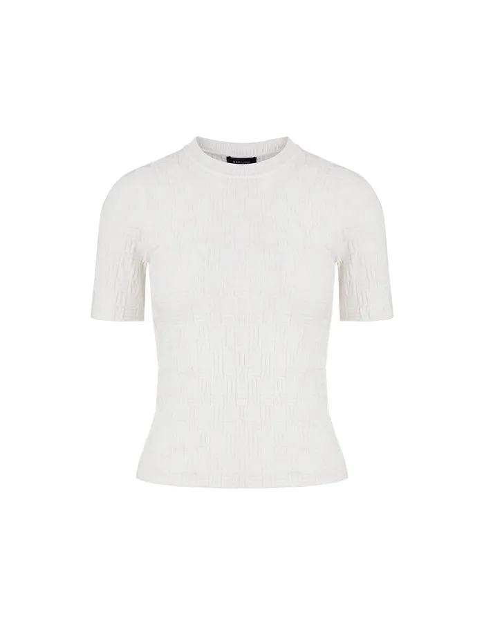 MARYLING Knitwear Beige Round Neck ShortSleeved Knitted Top White 8211 Women MARYLING Knitwear Beige Round Neck ShortSleeved Knitted Top White 8211 Women