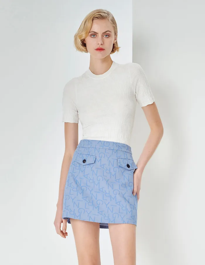 MARYLING Knitwear Beige Round Neck ShortSleeved Knitted Top White 8211 Women MARYLING Knitwear Beige Round Neck ShortSleeved Knitted Top White 8211 Women