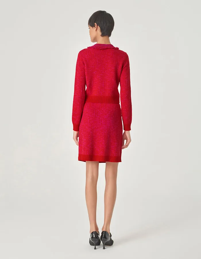 MARYLING Knitwear Berry Red Crew Neck Knitted Cardigan Red 8211 Women MARYLING Knitwear Berry Red Crew Neck Knitted Cardigan Red 8211 Women