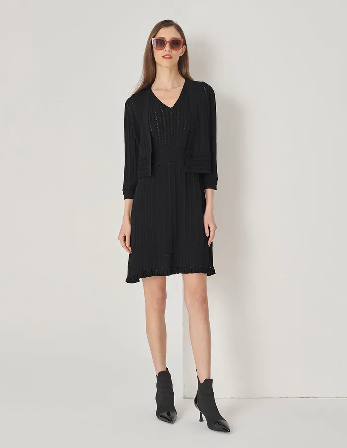 MARYLING Knitwear Black VNeck Cropped Openwork Knit Jacket Black 8211 Women