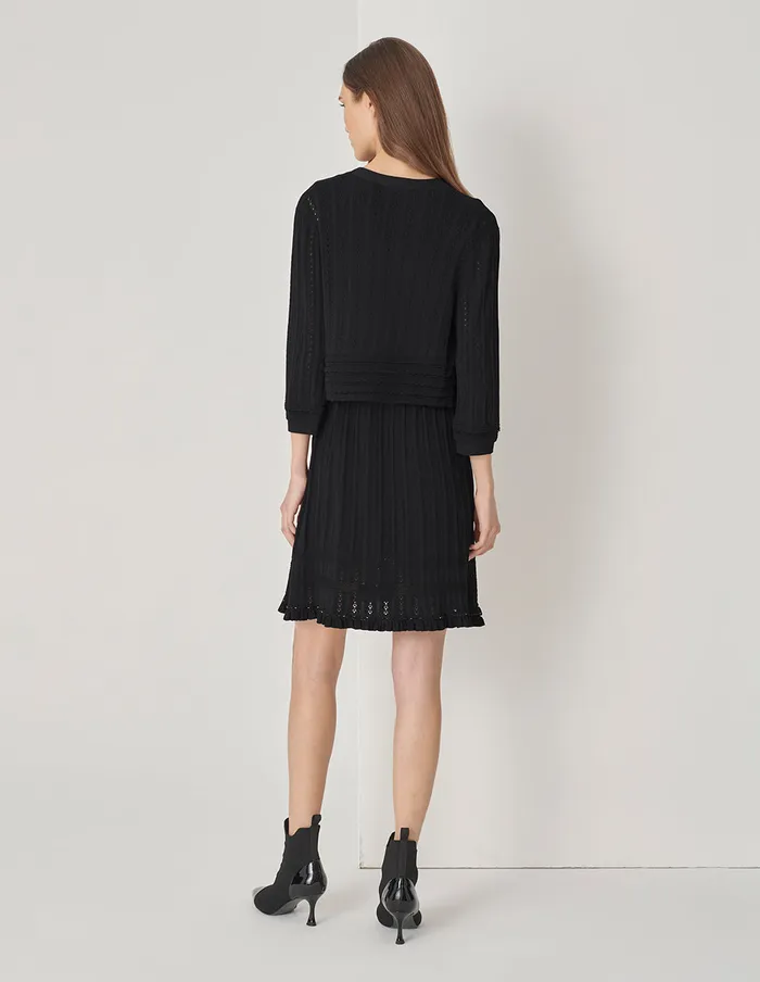 MARYLING Knitwear Black VNeck Cropped Openwork Knit Jacket Black 8211 Women MARYLING Knitwear Black VNeck Cropped Openwork Knit Jacket Black 8211 Women