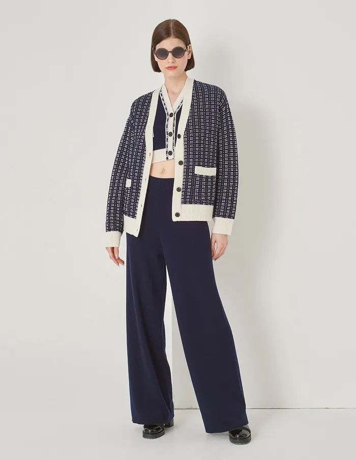 MARYLING Knitwear Blue And White Contrast Knitted Cardigan Blue And White 8211 Women MARYLING Knitwear Blue And White Contrast Knitted Cardigan Blue And White 8211 Women