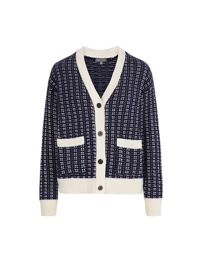 MARYLING Knitwear Blue And White Contrast Knitted Cardigan Blue And White 8211 Women MARYLING Knitwear Blue And White Contrast Knitted Cardigan Blue And White 8211 Women