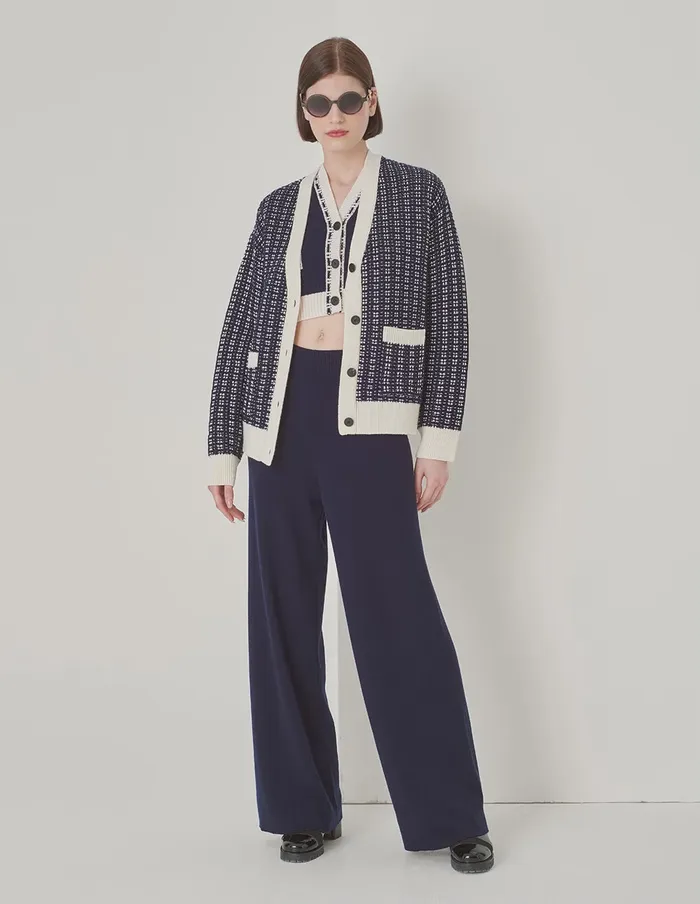 MARYLING Knitwear Blue And White Contrast Knitted Cardigan Blue And White 8211 Women MARYLING Knitwear Blue And White Contrast Knitted Cardigan Blue And White 8211 Women