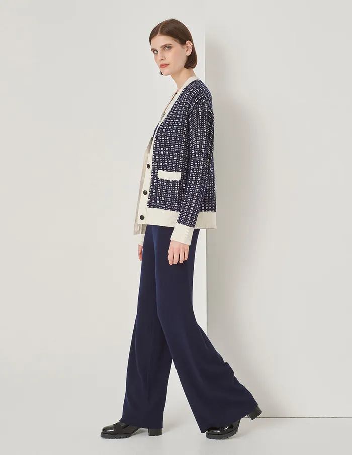 MARYLING Knitwear Blue And White Contrast Knitted Cardigan Blue And White 8211 Women MARYLING Knitwear Blue And White Contrast Knitted Cardigan Blue And White 8211 Women