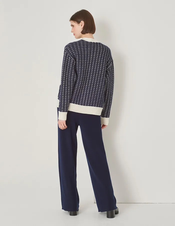 MARYLING Knitwear Blue And White Contrast Knitted Cardigan Blue And White 8211 Women MARYLING Knitwear Blue And White Contrast Knitted Cardigan Blue And White 8211 Women
