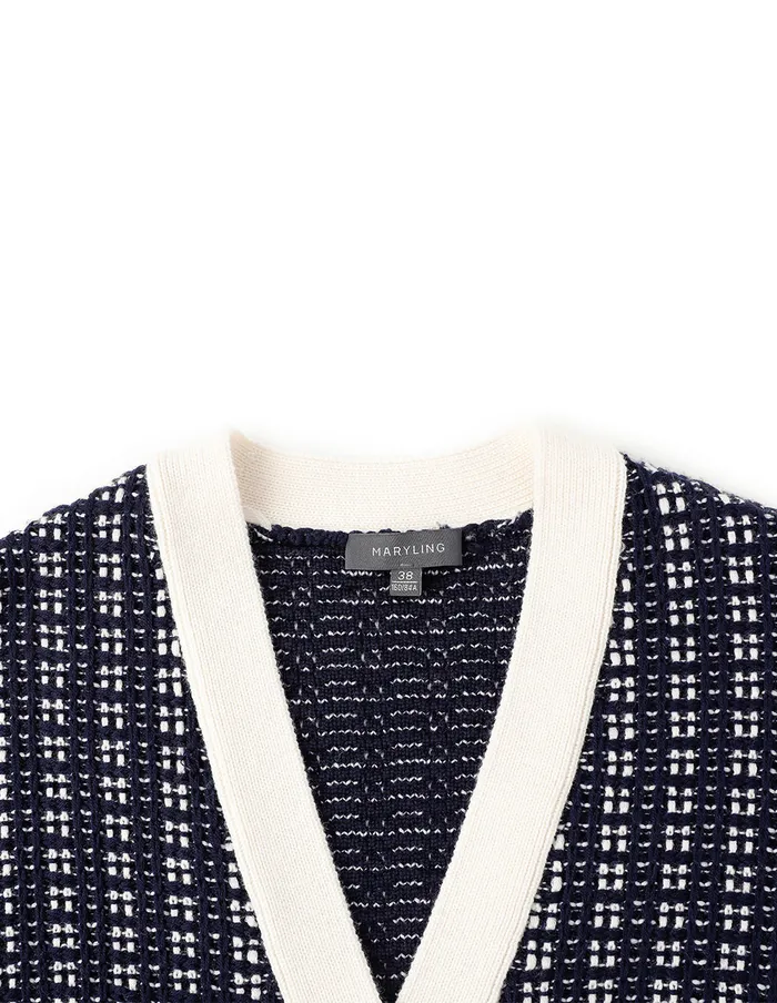 MARYLING Knitwear Blue And White Contrast Knitted Cardigan Blue And White 8211 Women MARYLING Knitwear Blue And White Contrast Knitted Cardigan Blue And White 8211 Women