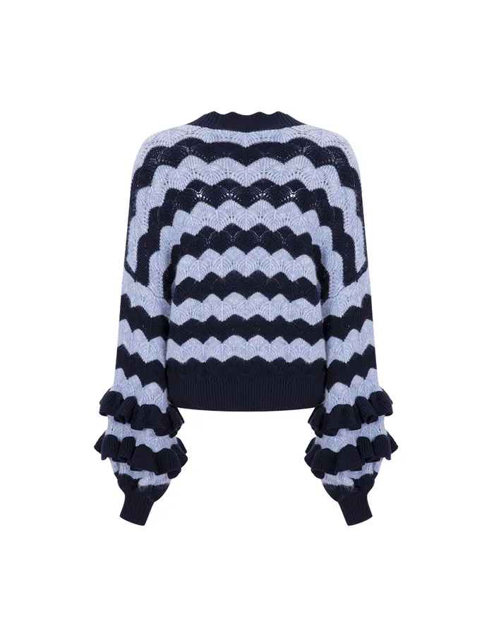 MARYLING Knitwear Blue Wave Balloon Sleeve Sweatshirt Blue 8211 Women