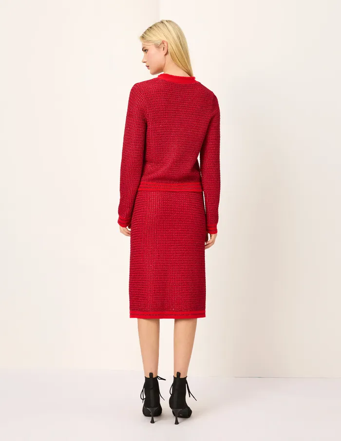 MARYLING Knitwear Bright Red MutilPockets Cropped Knit Cardigan Red 8211 Women MARYLING Knitwear Bright Red MutilPockets Cropped Knit Cardigan Red 8211 Women