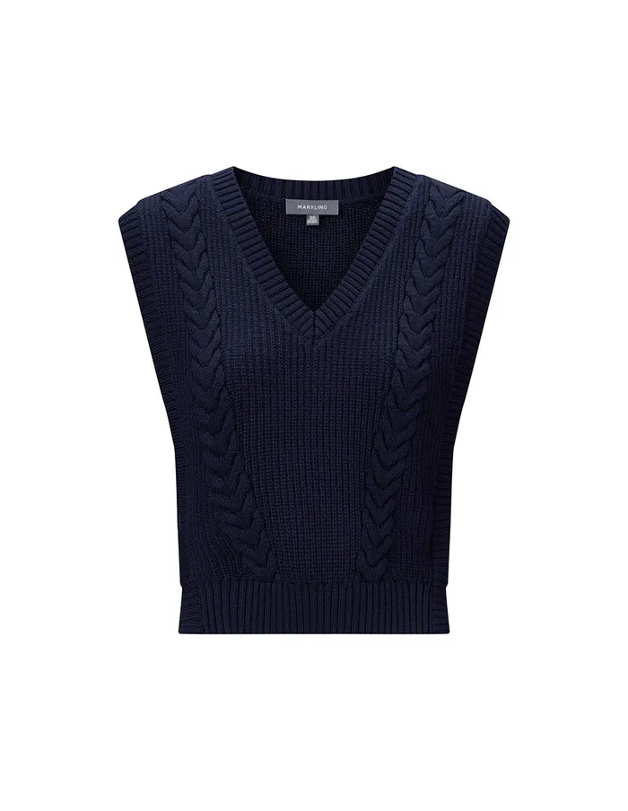MARYLING Knitwear Classic Dark Blue Knitted Vest Blue 8211 Women