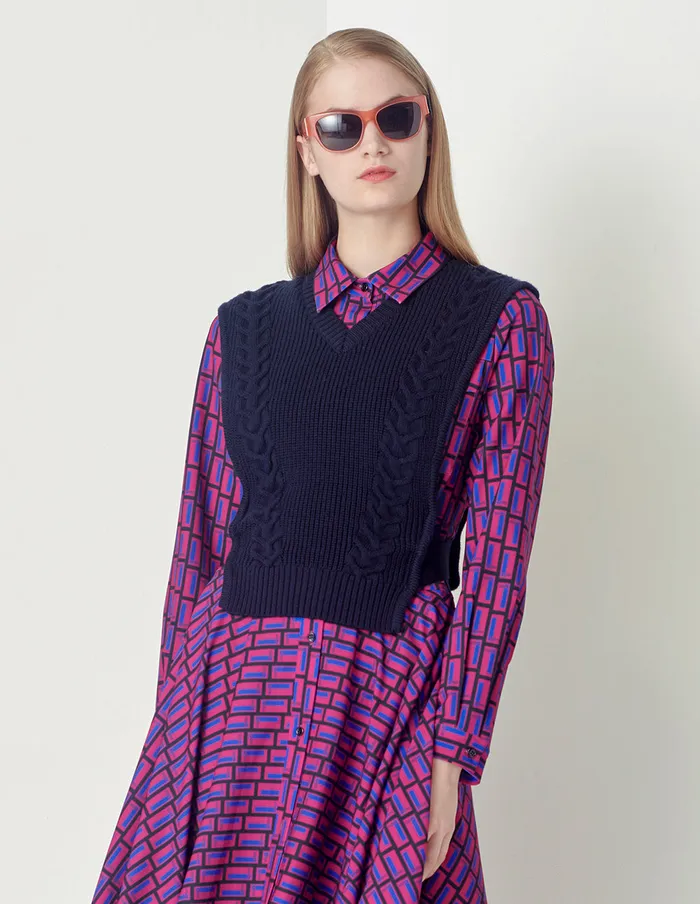 MARYLING Knitwear Classic Dark Blue Knitted Vest Blue 8211 Women
