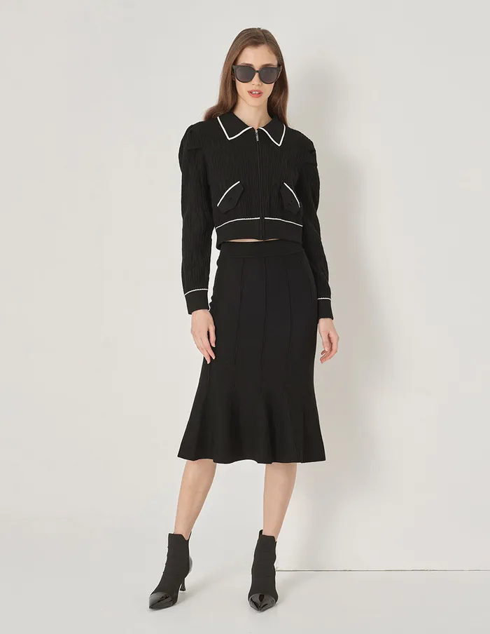 MARYLING Knitwear Colour Blocking Lapel Jacket Monochrome 8211 Women