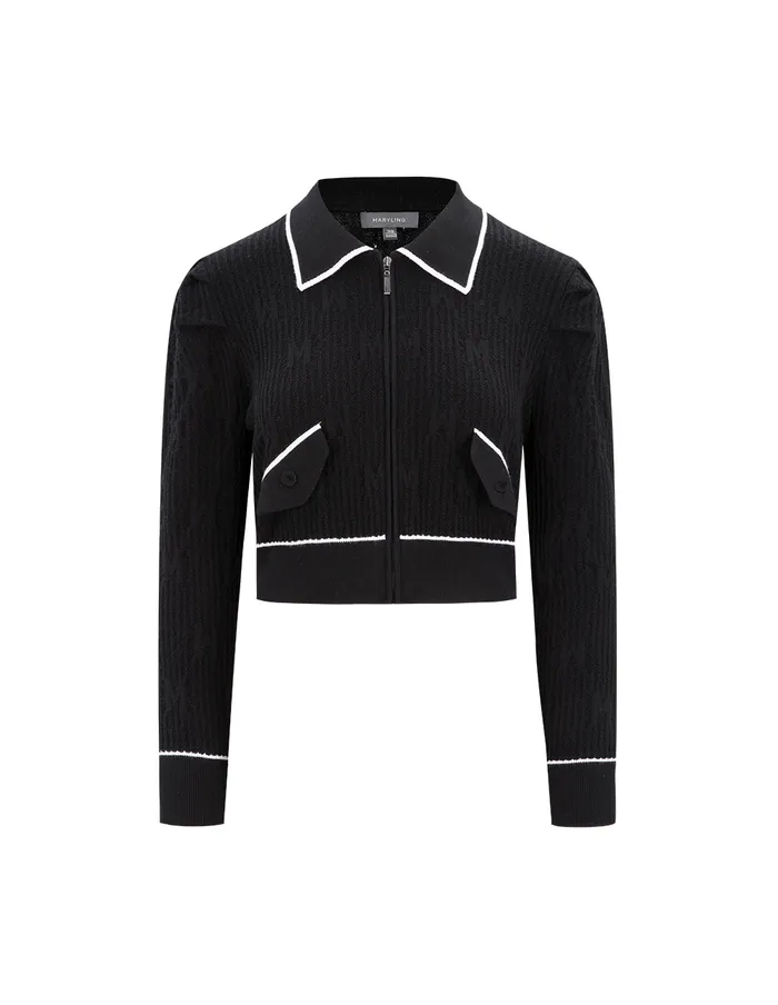 MARYLING Knitwear Colour Blocking Lapel Jacket Monochrome 8211 Women