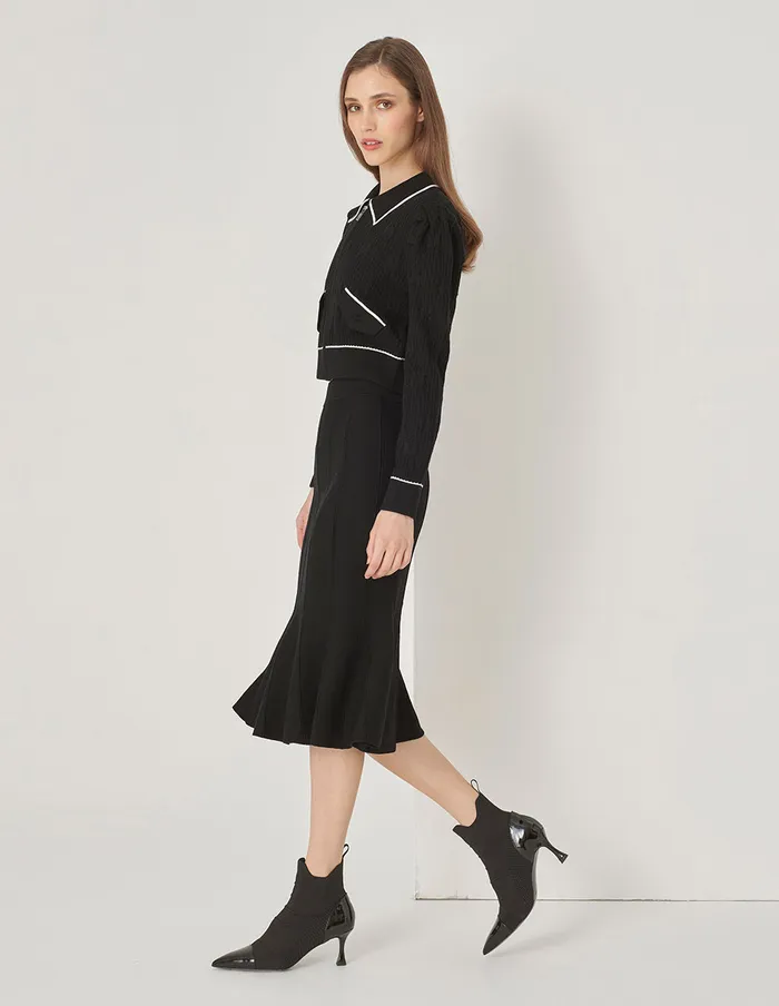 MARYLING Knitwear Colour Blocking Lapel Jacket Monochrome 8211 Women