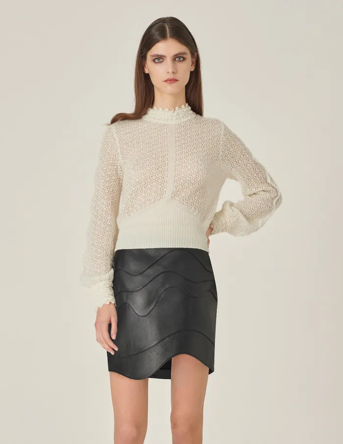 MARYLING Knitwear CrewNeck Hollow LongSleeve Mohair Knitted Pullover Black 8211 Women MARYLING Knitwear CrewNeck Hollow LongSleeve Mohair Knitted Pullover Black 8211 Women