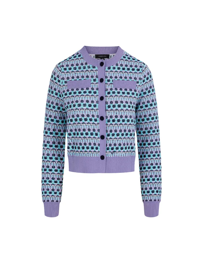 MARYLING Knitwear Crew Neck Short Knitted Cardigan Purple 8211 Women MARYLING Knitwear Crew Neck Short Knitted Cardigan Purple 8211 Women