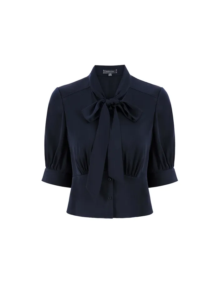 MARYLING Knitwear Dark Blue Strappy Bow Top Blue 8211 Women